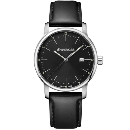 Wenger Men's Quartz Watch - Urban Classic Date Black Dial Leather Strap | 01.1741.110 ,