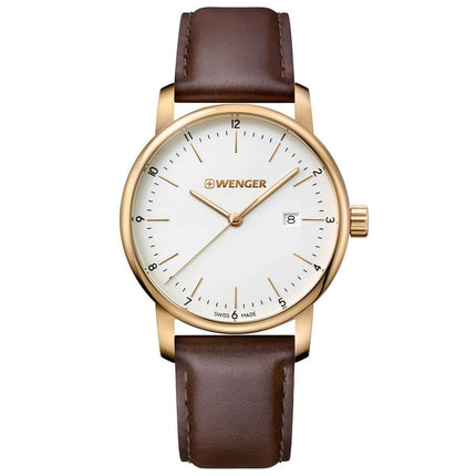 Wenger Men's Quartz Watch - Urban Classic Off-White Dial Leather Strap | 01.1741.108 ,