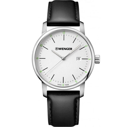Wenger Men's Quartz Watch - Urban Classic Silver Dial Leather Strap | 01.1741.109 ,