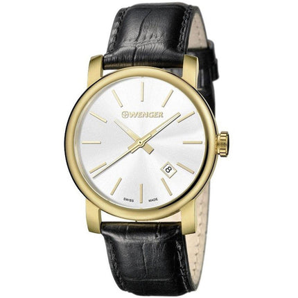 Wenger Men's Quartz Watch - Urban Vintage Silver Tone Dial Black Strap | 01.1041.119 ,