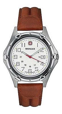 Wenger Men's Swiss Made Standard Issue XL Leather Strap Watch 73110 ,