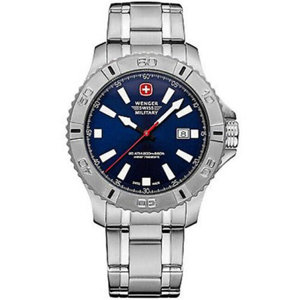 Wenger Men's Swiss Quartz Watch - Blue Dial Silver Tone Steel Bracelet | 01.9041.211C ,