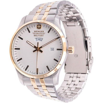 Wenger Men's Swiss Quartz Watch - Terragraph Silver Dial Steel Bracelet | 01.9041.214C ,