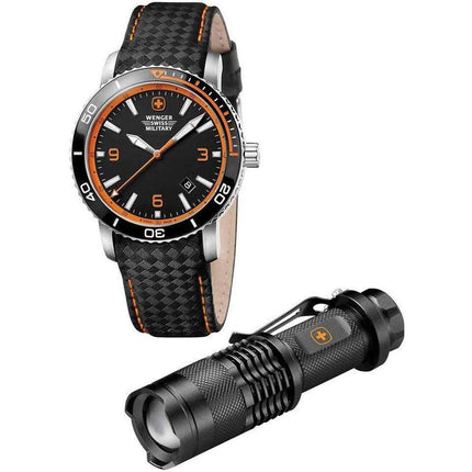 Wenger Men's Watch and LED Flashlight Set Roadster Black Strap 01.1841.201C.FL ,
