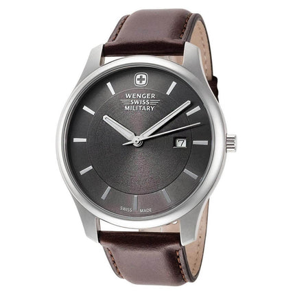 Wenger Men's Watch - City Classic Swiss Quartz Grey Dial Brown Strap | 01.9041.218S ,