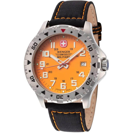 Wenger Men's Watch - Offroad Swiss Quartz Orange Dial Black Fabric Strap | 79302 ,