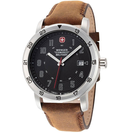 Wenger Men's Watch - Roadster Racer Black Dial Brown Leather Strap | 01.9041.221S ,