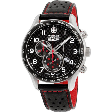 Wenger Men's Watch - Swiss Quartz Chronograph Black Dial Leather Strap | 79310C ,