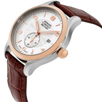 Wenger Men's Watch - Swiss Quartz Silver Dial Brown Leather Strap SS Case | 79313C ,