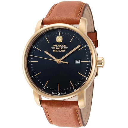 Wenger Men's Watch - Urban Classic Swiss Quartz Blue Dial Brown Strap | 01.9041.217S ,