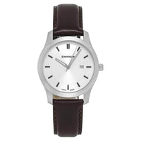 Wenger Women's Quartz Watch - City Classic Silver Tone Dial Brown Strap | 01.1421.119 ,