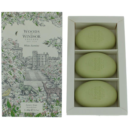 Woods of Windsor White Jasmine by Woods of Windsor, 3 X 2.1 oz Luxury Soap for Women ,