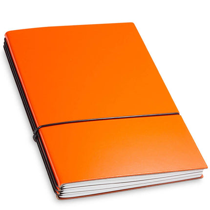 X17 Leather Notebook - A5 Bonded Plain, Squared and Lined, Orange, 3 Inlays | 1-405-3O ,