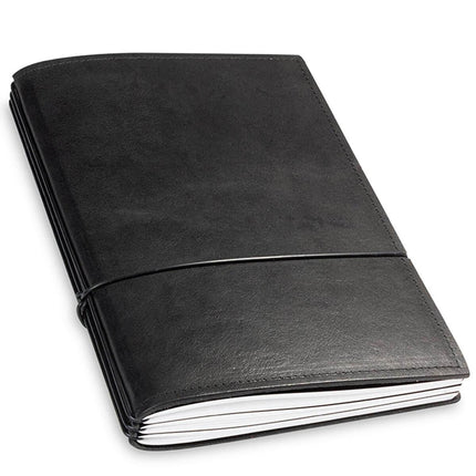 X17 Leather Notebook - A5 Plain, 5mm Squared and Lined, Black, 3 Inlays | 1-905-3B ,