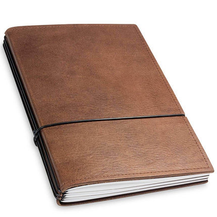 X17 Leather Notebook - A5 Plain, 5mm Squared and Lined, Chestnut, 3 Inlays | 1-905-3D ,