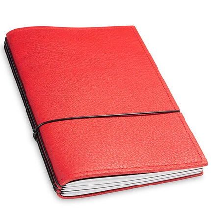 X17 Leather Notebook - A5 Plain, 5mm Squared and Lined, Red, 3 Inlays | 1-905-3R ,