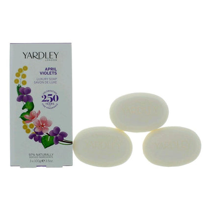 Yardley April Violets by Yardley of London, 3 x 3.5 oz Luxury Soap for Women ,