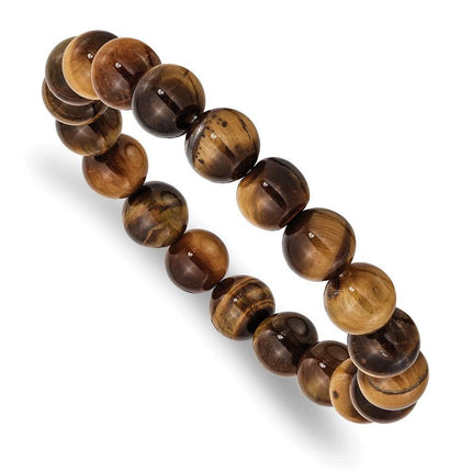 Yellow Tiger's Eye Agate Beaded Stretch Bracelet ,