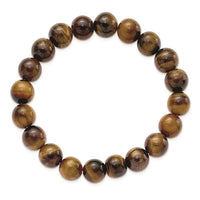 Yellow Tiger's Eye Agate Beaded Stretch Bracelet ,