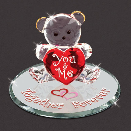 You and Me Together Forever Bear Glass Figurine ,