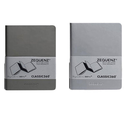 Zequenz Notebook - DUO Plus+ A5, Squared/Blank, Silver/Gray | 360-DPJ-A5-SVG-GRB ,
