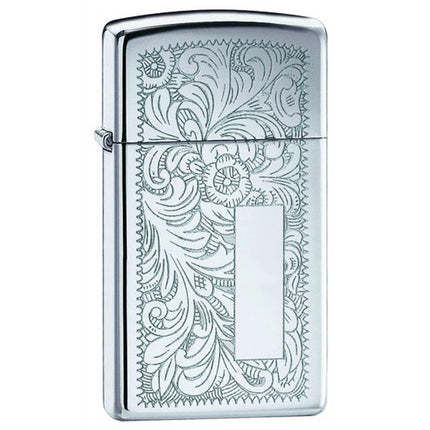 Zippo 1652 Slim Venetian Patterned High Polish Chrome Windproof Lighter ,