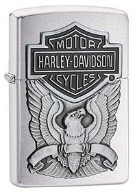 Zippo 200HDH284 Harley Davidson Eagle Brushed Chrome Windproof Lighter ,