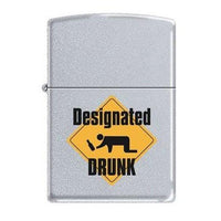 Zippo 205MP-DDRUNK Classic Designated Drinker Satin Chrome Windproof Lighter ,