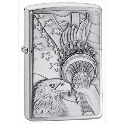 Zippo 20895 Classic Brushed Chrome Something Patriotic Emblem Windproof Lighter ,