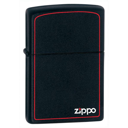 Zippo 218ZB Classic Red Bordered Black Matte Zippo Logo Windproof Lighter ,