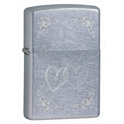 Zippo 24016 Classic Street Chrome Heart to Heart Windproof Pocket Lighter ,