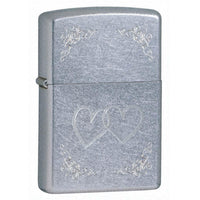 Zippo 24016 Classic Street Chrome Heart to Heart Windproof Pocket Lighter ,