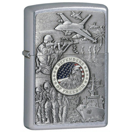 Zippo 24457 Classic Joined Forces Emblem Street Chrome Windproof Lighter ,
