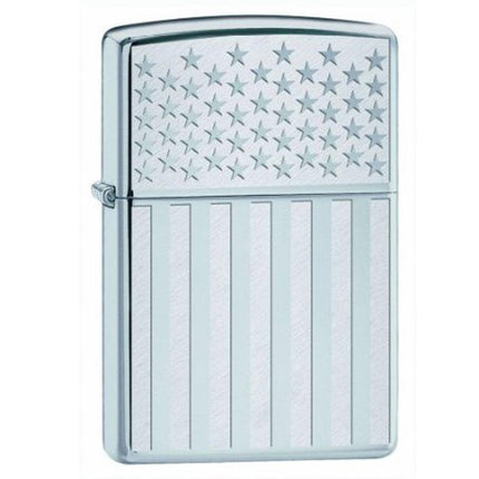 Zippo 250MP-AMER-FLAG Classic American Flag High Polish Chrome Windproof Lighter ,
