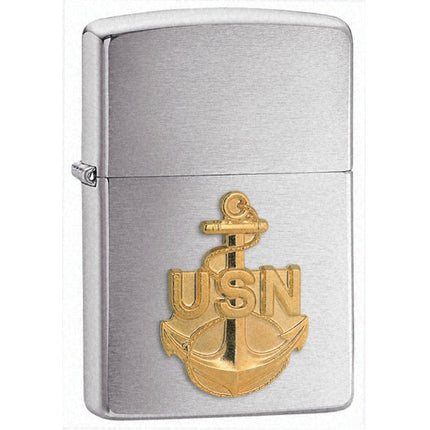 Zippo 280ANC US Navy Anchor Emblem Brushed Chrome Windproof Lighter ,