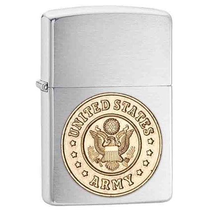 Zippo 280ARM US Army Emblem Brushed Chrome Windproof Lighter ,