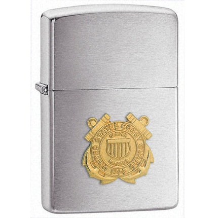 Zippo 280CG US Coast Guard Emblem Brushed Chrome Windproof Lighter ,