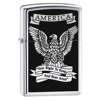 Zippo 28290 Classic High Polish Chrome America Eagle Windproof Pocket Lighter ,