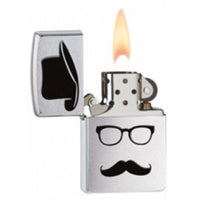 Zippo 28648 Classic Moustache And Hat Brushed Chrome Windproof Pocket Lighter ,
