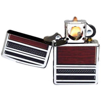 Zippo 28676 Pipe Steel And Wood High Polish Chrome Windproof Pocket Lighter ,