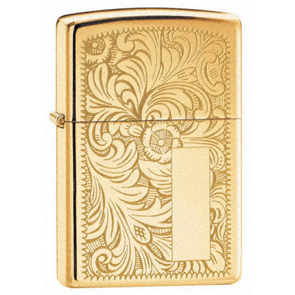 Zippo 352B Venetian High Polish Brass Initial Panel Windproof Lighter ,