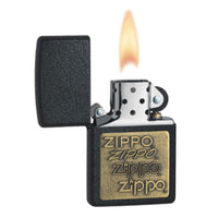 Zippo 362 Classic Black Crack Zippo Logo Brass Emblem Windproof Pocket Lighter ,