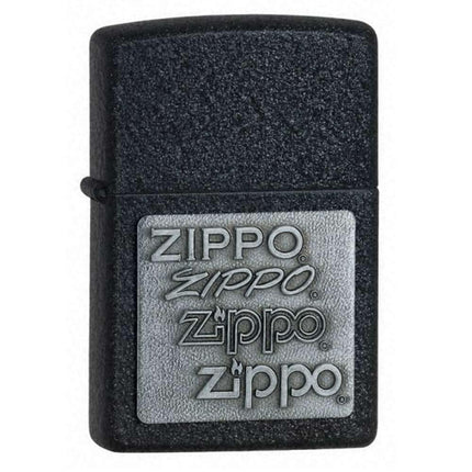 Zippo 363 Classic Black Crack Zippo Logo Pewter Emblem Windproof Pocket Lighter ,