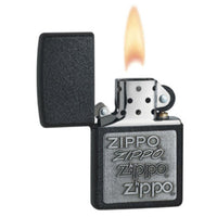 Zippo 363 Classic Black Crack Zippo Logo Pewter Emblem Windproof Pocket Lighter ,