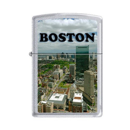Zippo AD204 Classic Boston City Skyline Satin Chrome Windproof Lighter ,