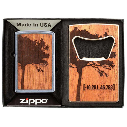 Zippo Gift Set - Street Chrome Finish Windproof Lighter and Bottle Opener | 49066 ,
