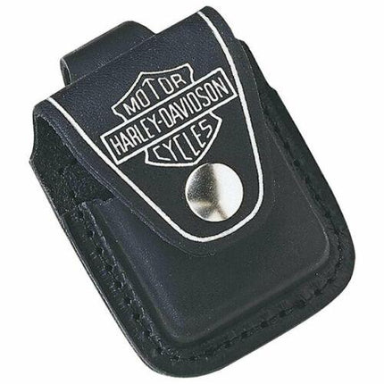 Zippo HDPBK Black Leather Harley Davidson Logo Lighter Pouch ,
