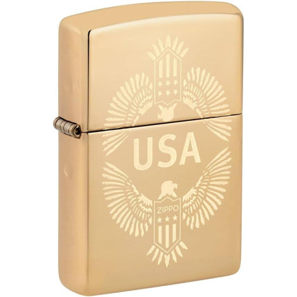 Zippo Lighter - Eagle Design Brass Metal Construction Refillable and Windproof | 48915 ,