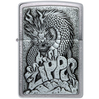 Zippo Lighter - Ferocious Dragon Design Brushed Chrome Refillable Windproof | 48902 ,