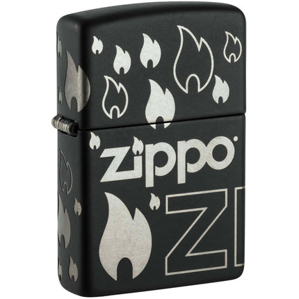 Zippo Lighter - Flame Matte Black Metal Construction Refillable Windproof | 48908 ,